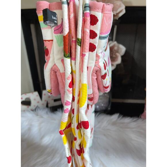 New Kate Spade New York Pink Cupcakes Bakery Kitchen Towels And Mini Mitts Set - Picture 4 of 4